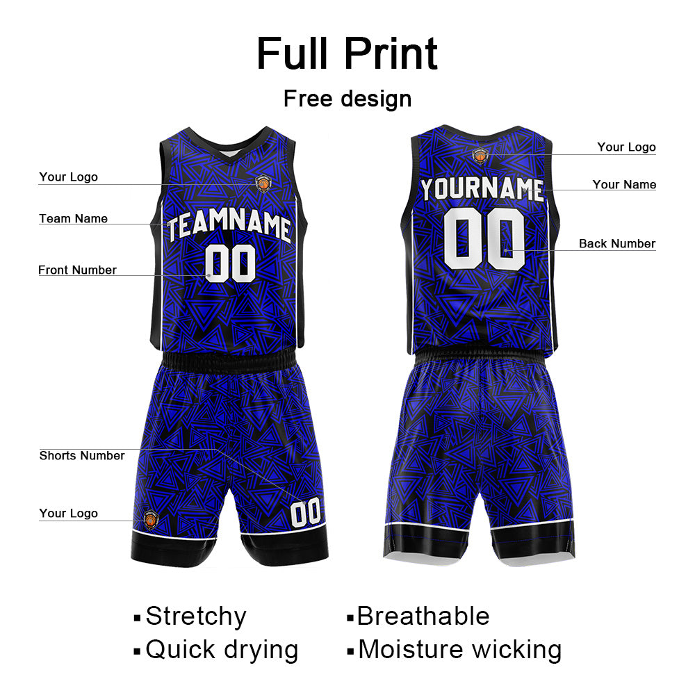 Custom Royal Reversible Basketball Suit for Adults and Kids Personalized Jersey enthsush