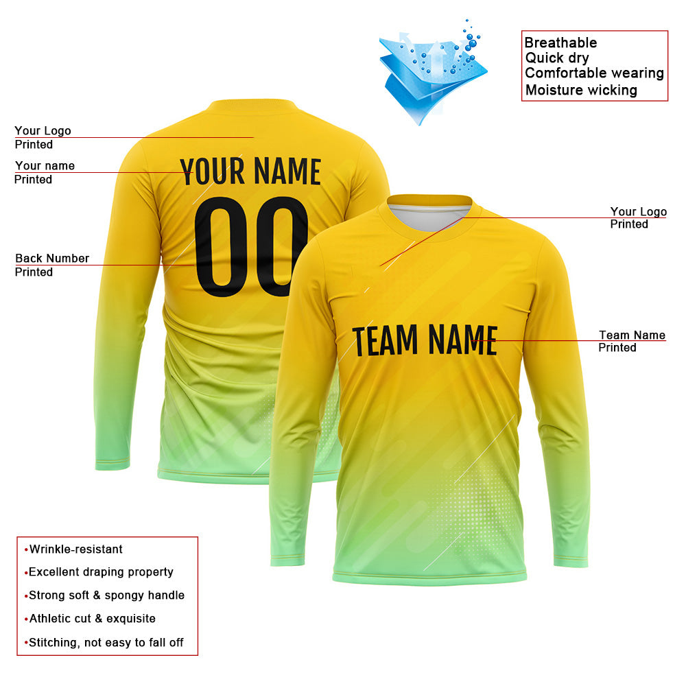 Custom Basketball Soccer Football Shooting Long T-Shirt for Adults and Kids Yellow enthsush
