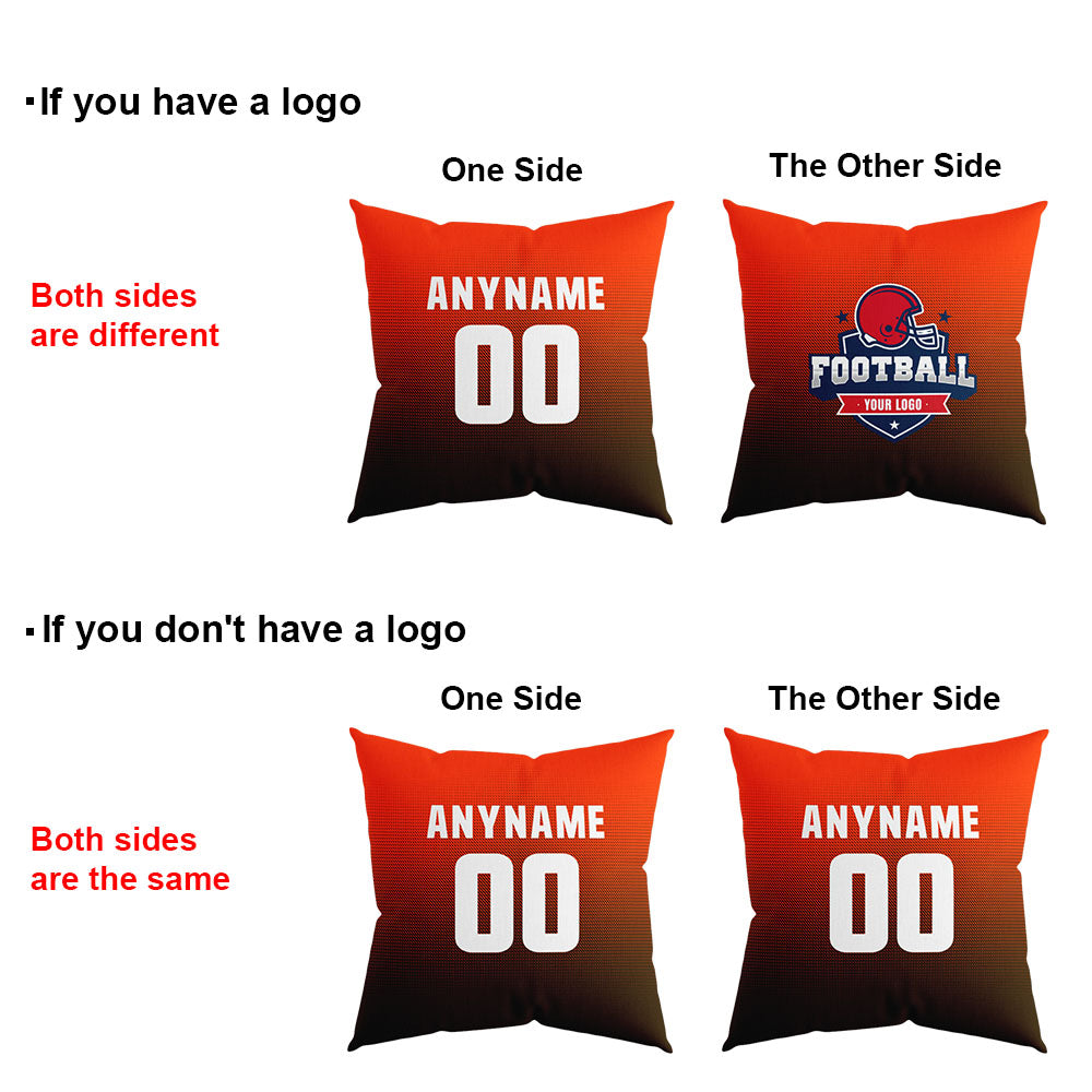 Custom Football Throw Pillow for Men Women Boy Gift Printed Your Personalized Name Number Orange&Brown&White enthsush
