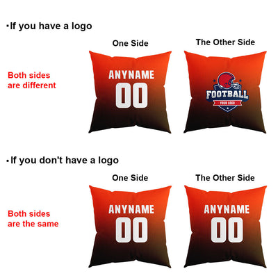 Custom Football Throw Pillow for Men Women Boy Gift Printed Your Personalized Name Number Orange&Brown&White enthsush
