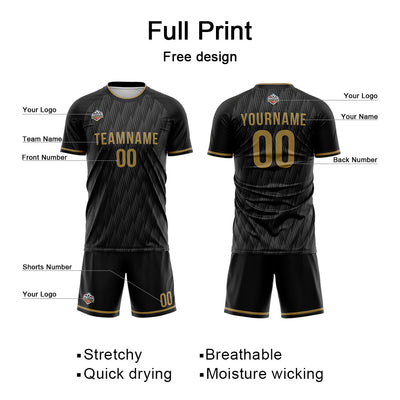 Custom Soccer Jerseys for Men Women Personalized Soccer Uniforms for Adult and Kid Black-Gray-Gold enthsush