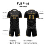 Custom Soccer Jerseys for Men Women Personalized Soccer Uniforms for Adult and Kid Black-Gray-Gold