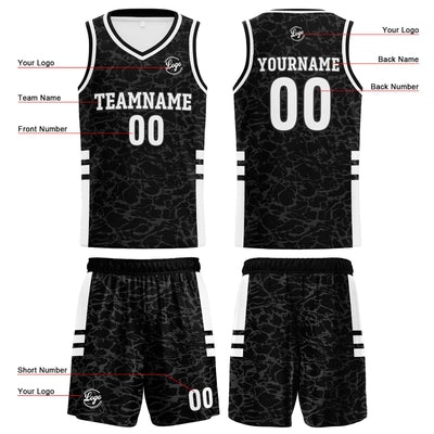 Custom Black Reversible Basketball Suit for Adults and Kids Personalized Jersey enthsush