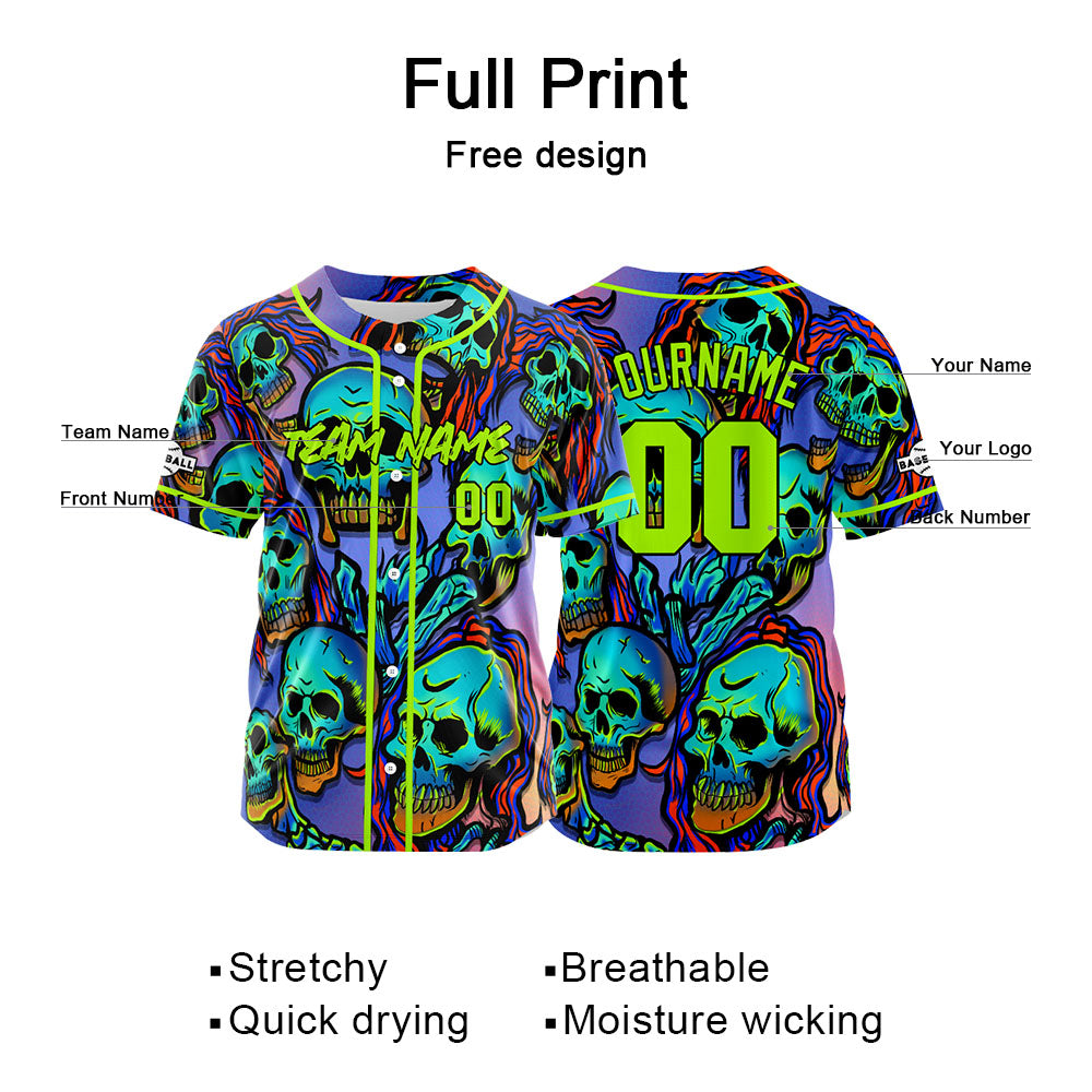 Custom Baseball Jersey Personalized Baseball Shirt for Men Women Kids Youth Teams Stitched and Print Purple&Neon Green enthsush
