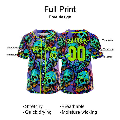 Custom Baseball Jersey Personalized Baseball Shirt for Men Women Kids Youth Teams Stitched and Print Purple&Neon Green enthsush