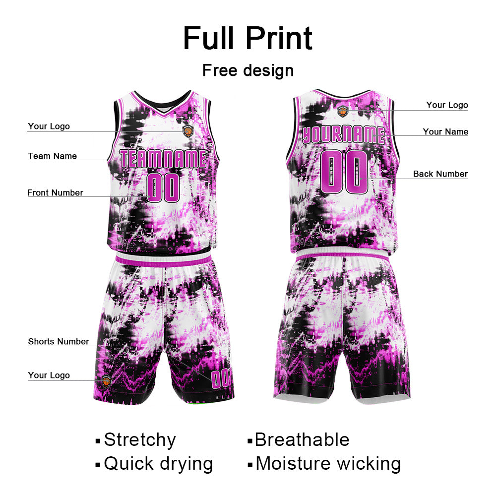 Custom Basketball Jersey Uniform Suit Printed Your Logo Name Number Pink enthsush