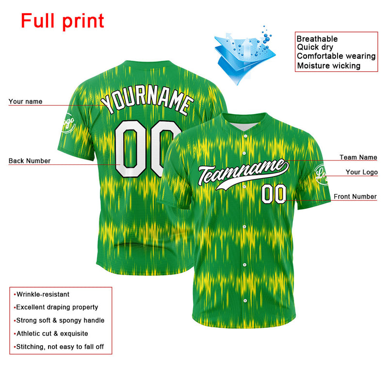 Custom Full Print Design Authentic Baseball Jersey Green