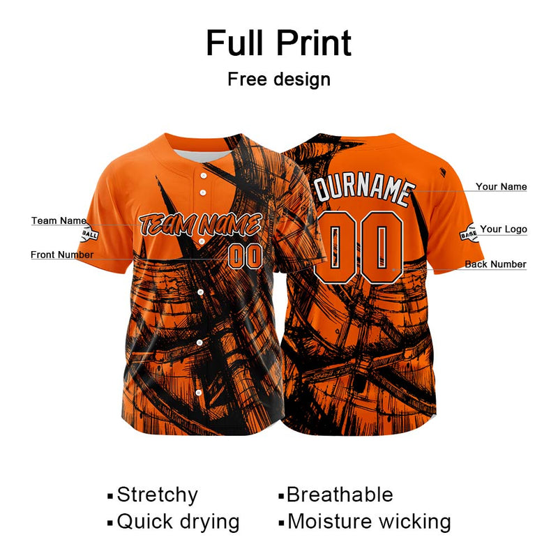 Custom Baseball Uniforms High-Quality for Adult Kids Optimized for Performance Staircase-Orange