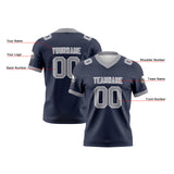 Custom Navy Gray Football Jersey Personalized Football Shirts for Men Women  Printed Team Name Number Logo