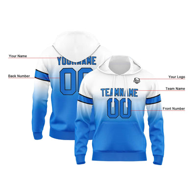 Custom Gradient Hoodie For Man Woman Girl Boy Print Your Logo Name Number White&Blue enthsush
