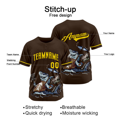 Custom Baseball Uniforms High-Quality for Adult Kids Optimized for Performance Chef Shark-Brown enthsush