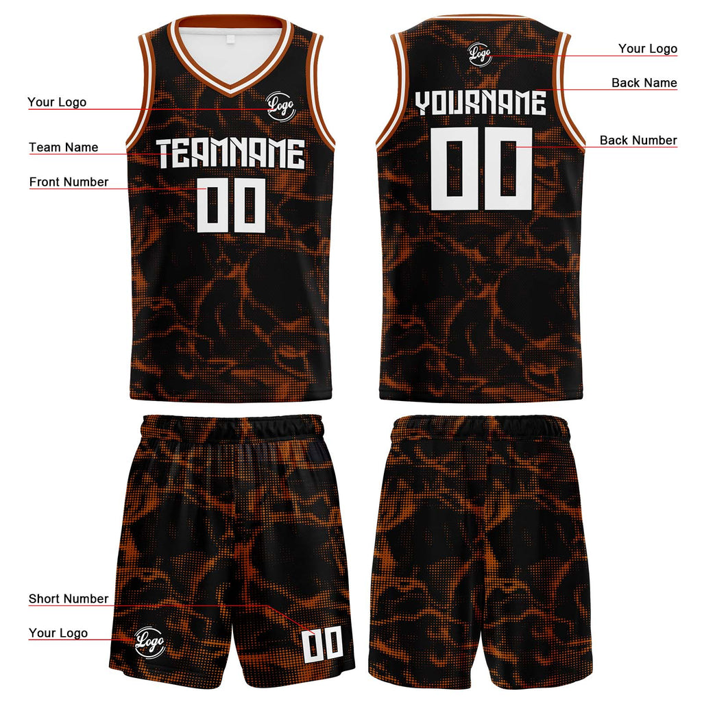 Custom Black Brown Reversible Basketball Suit for Adults and Kids Personalized Jersey enthsush