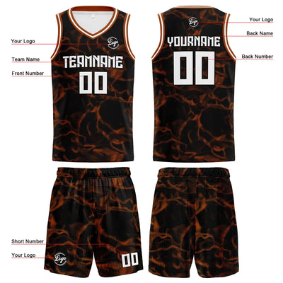 Custom Black Brown Reversible Basketball Suit for Adults and Kids Personalized Jersey enthsush