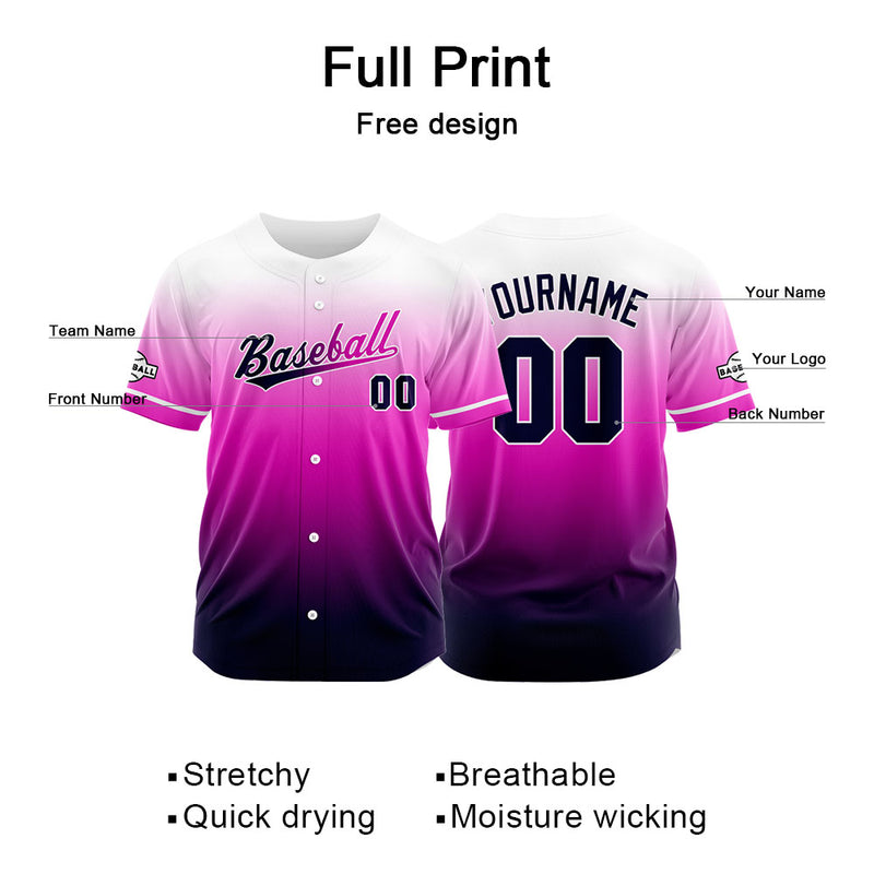 Custom Full Print Design Authentic Baseball Jersey navy-purple-white