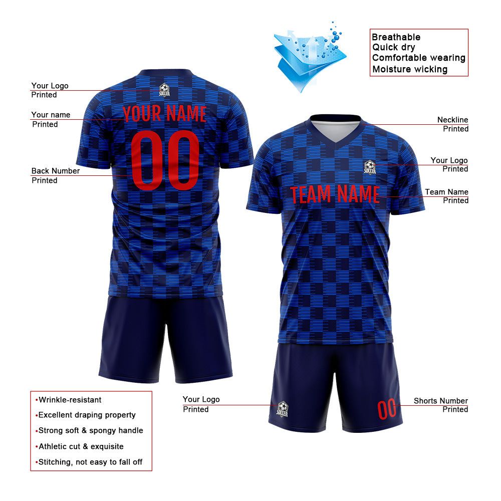 Custom Soccer Jerseys for Men Women Personalized Soccer Uniforms for Adult and Kid Light Blue-Navy enthsush