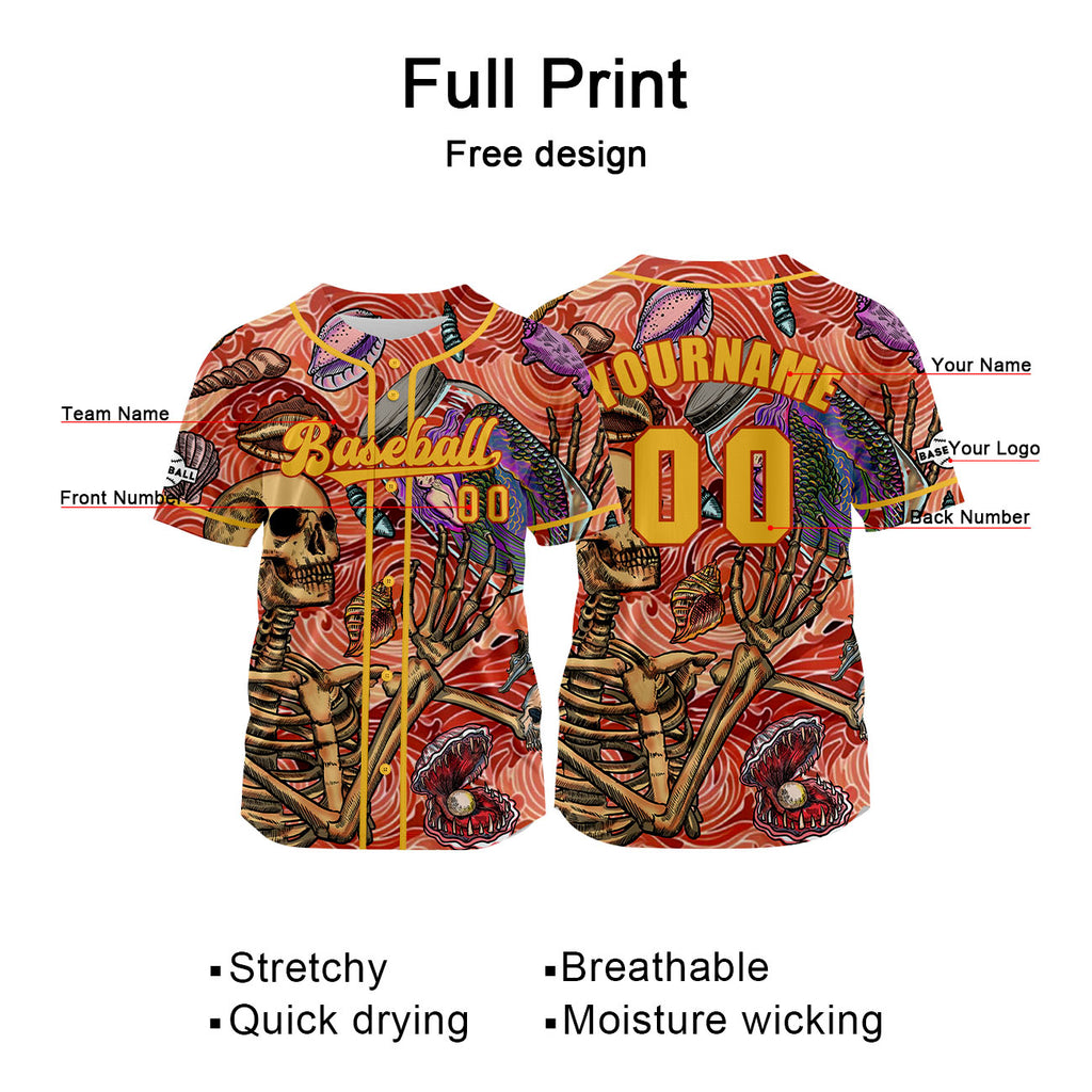 Custom Red Yellow Jersey Personalized Baseball Shirt for Men Women Kids Youth enthsush