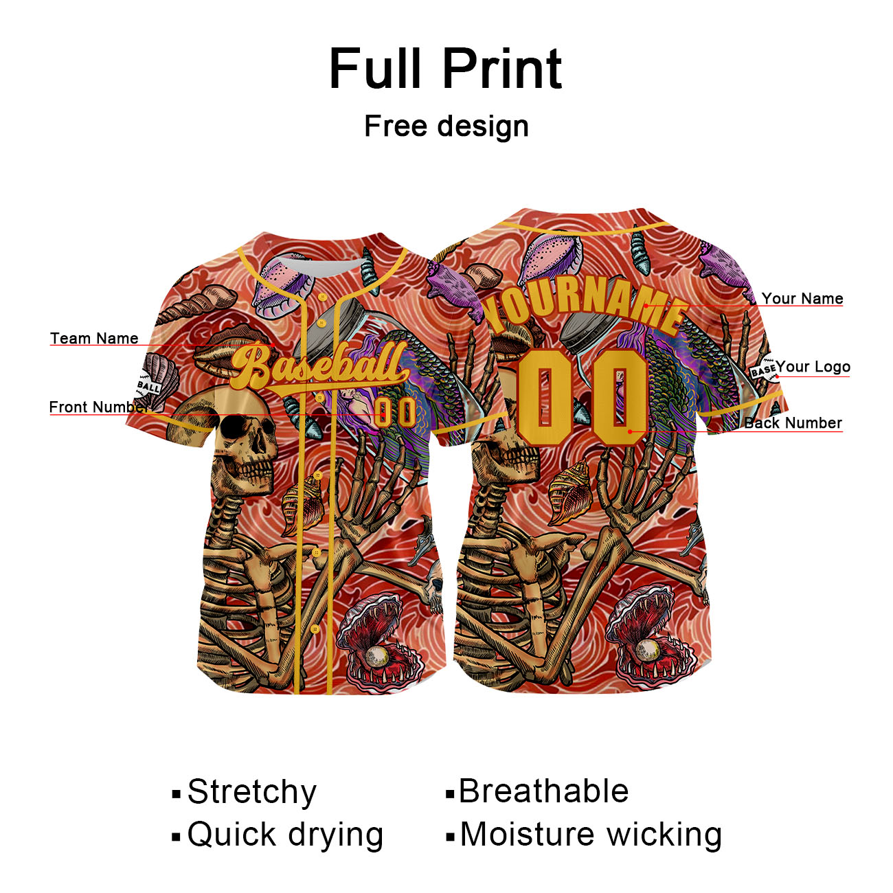 Custom Red Yellow Jersey Personalized Baseball Shirt for Men Women Kids Youth enthsush