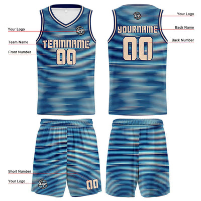 Custom Navy Cream Reversible Basketball Suit for Adults and Kids Personalized Jersey enthsush
