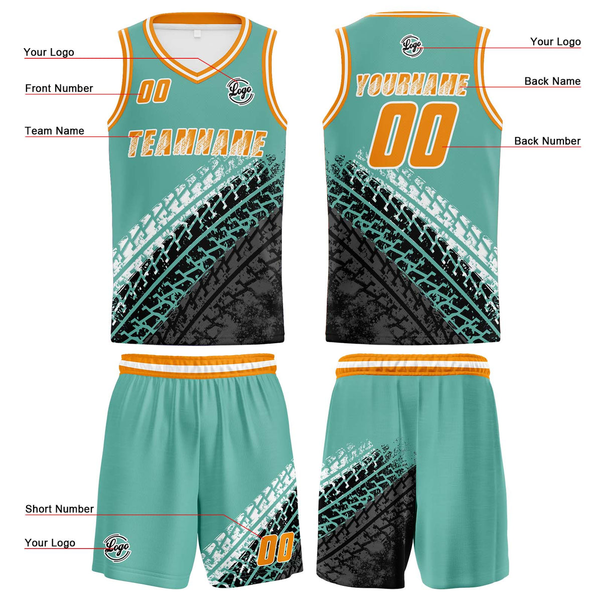 Custom Teal Basketball Jersey Uniform Suit Printed Your Logo Name Number enthsush