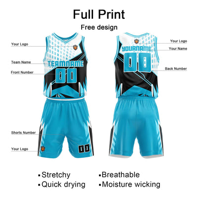 Custom Light Blue Basketball Jersey Uniform Suit Printed Your Logo Name Number enthsush