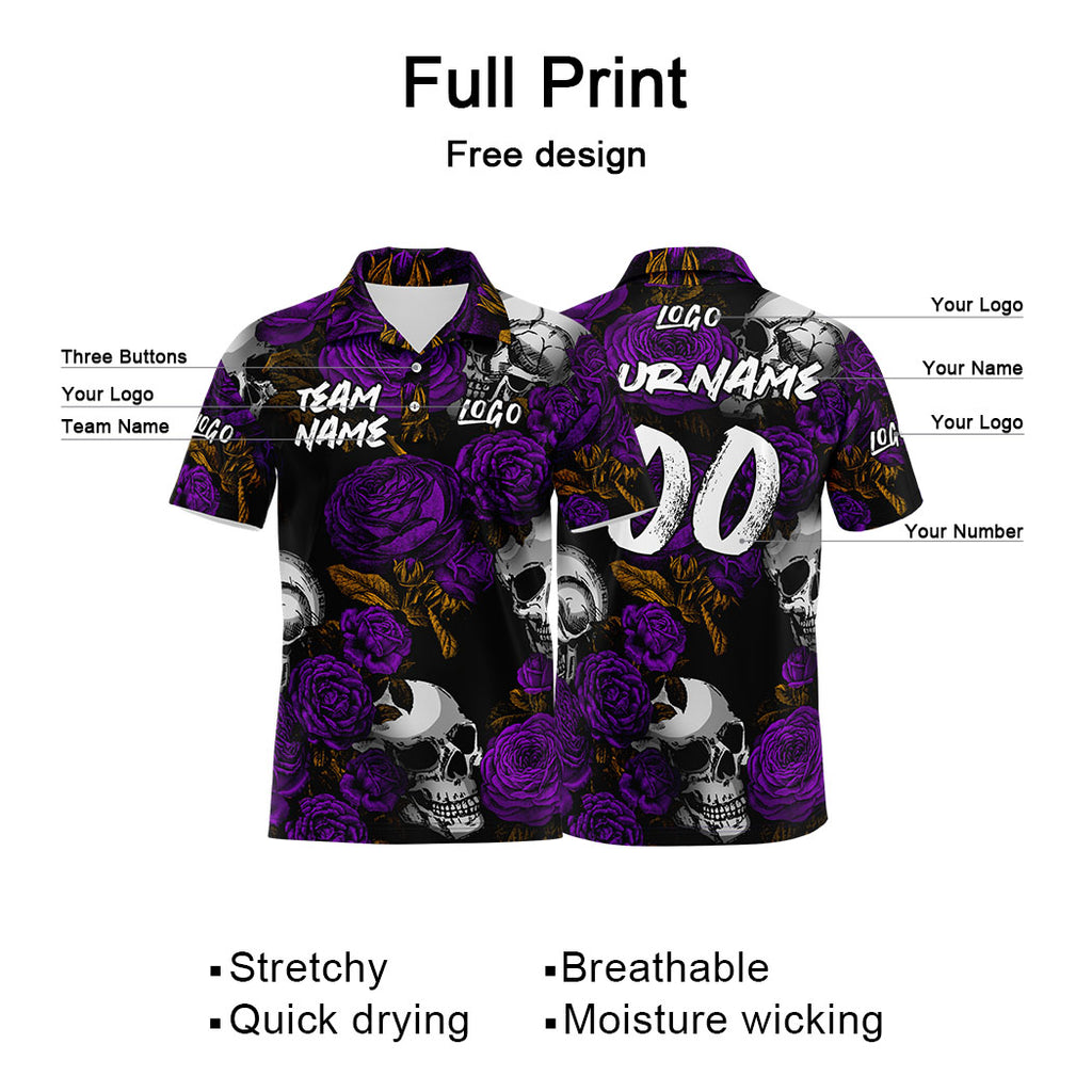 Custom Football Polo Shirts  Add Your Unique Logo/Name/Number Purple enthsush