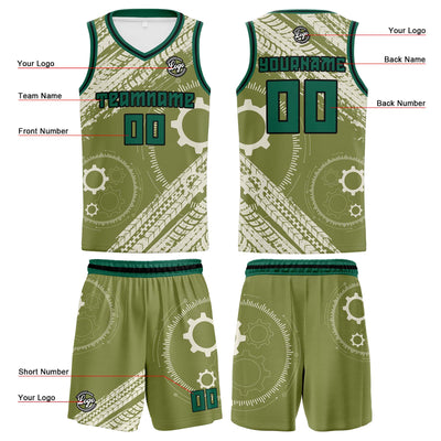 Custom Khaki Green Basketball Jersey Uniform Suit Printed Your Logo Name Number enthsush