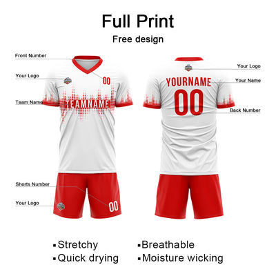 Custom Soccer Jerseys for Men Women Personalized Soccer Uniforms for Adult and Kid White-Red enthsush