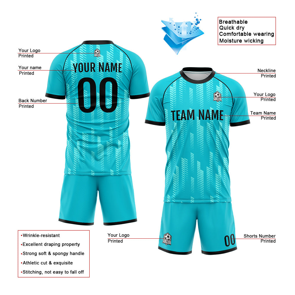 Custom Soccer Jerseys for Men Women Personalized Soccer Uniforms for Adult and Kid Teal&Black enthsush