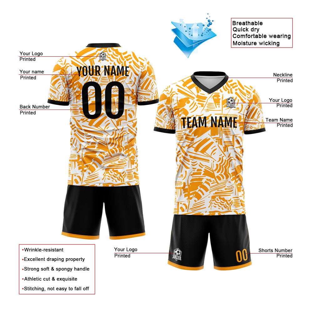 Custom Soccer Jerseys for Men Women Personalized Soccer Uniforms for Adult and Kid Orange&Black&White enthsush