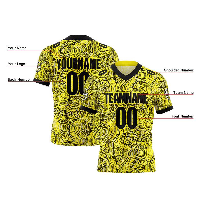 Custom Blue Yellow Black White Reversible Gradient Football Jersey Personalized Football Shirts for Men Women  Printed Team Name Number Logo