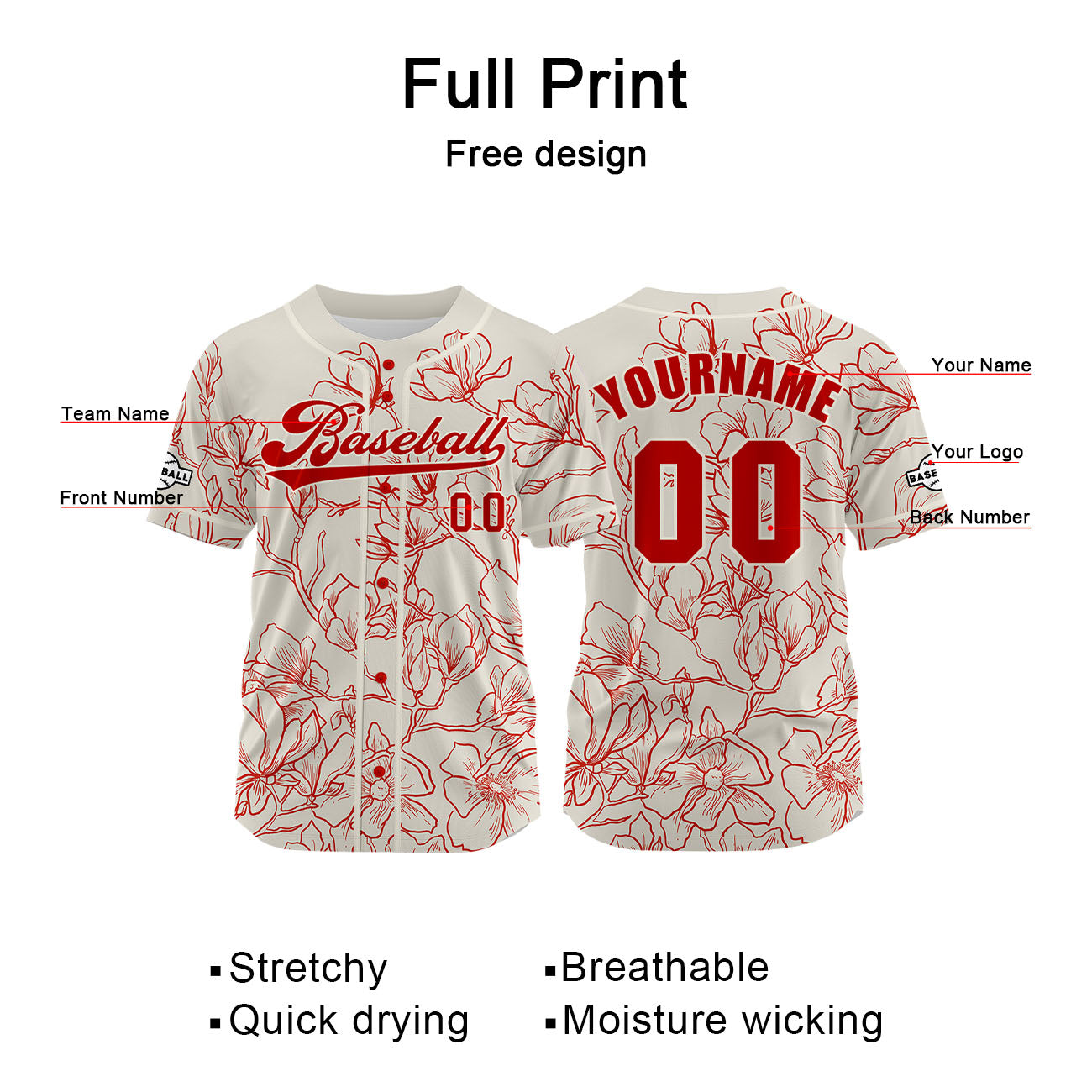 Custom Beige Jersey Personalized Baseball Shirt for Men Women Kids Youth enthsush