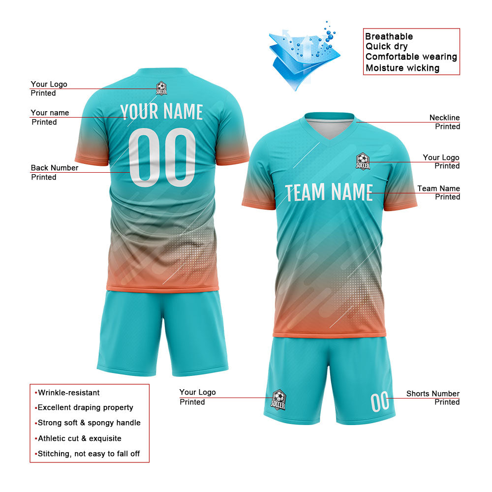 Custom Soccer Jerseys for Men Women Personalized Soccer Uniforms for Adult and Kid Teal enthsush