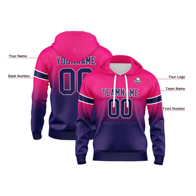 Custom Gradient Hoodie For Man Woman Girl Boy Print Your Logo Name Number Rose&Dark Purple enthsush