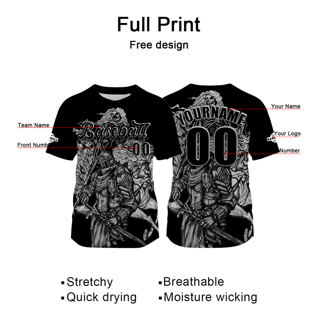 Custom Black Jersey Personalized Baseball Shirt for Men Women Kids Youth enthsush