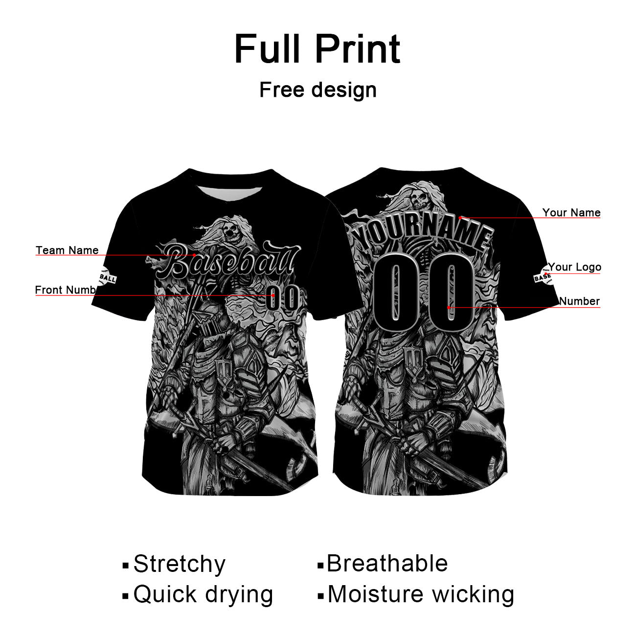Custom Black Jersey Personalized Baseball Shirt for Men Women Kids Youth enthsush
