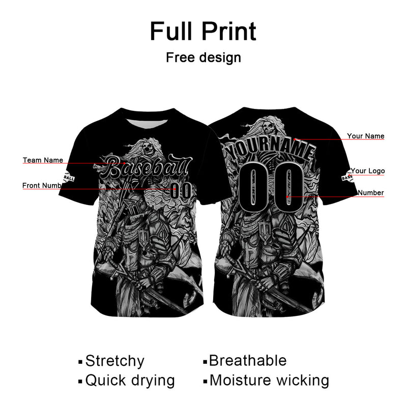 Custom Black Jersey Personalized Baseball Shirt for Men Women Kids Youth