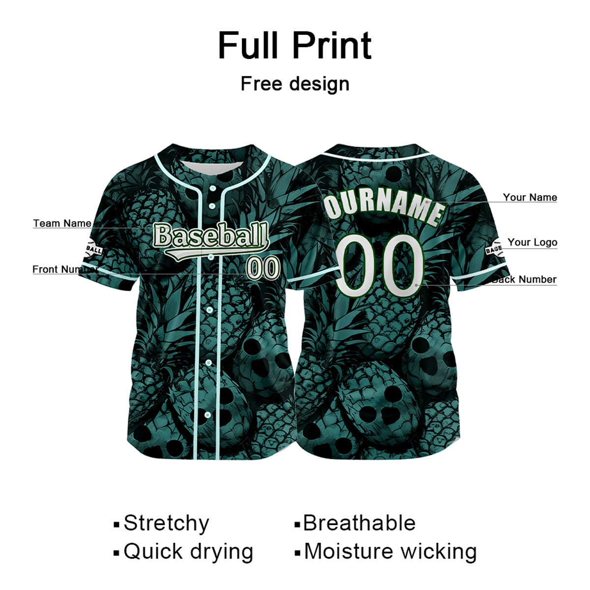 Custom green Baseball Jersey Personalized Baseball Shirt for Men Women Kids Youth enthsush