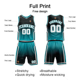 Custom Basketball Jersey Uniform Suit Printed Your Logo Name Number Black-Teal