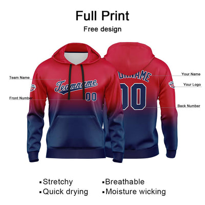 Custom Gradient Hoodie For Man Woman Girl Boy Print Your Logo Name Number Red Navy enthsush
