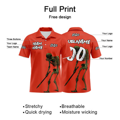 Custom Football Polo Shirts  Add Your Unique Logo/Name/Number Orange enthsush