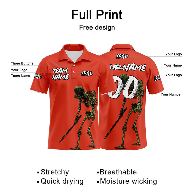Custom Football Polo Shirts  Add Your Unique Logo/Name/Number Orange