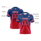 Custom Navy&Red Gradient Football Jersey Personalized Football Shirts for Men Women  Printed Team Name Number Logo