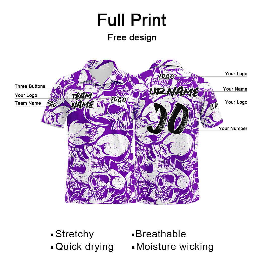 Custom Football Polo Shirts  Add Your Unique Logo/Name/Number Purple&White enthsush