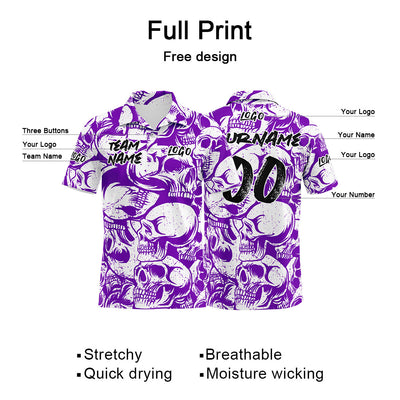 Custom Football Polo Shirts  Add Your Unique Logo/Name/Number Purple&White enthsush