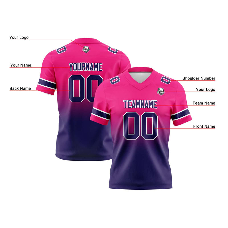 Custom Rose Dark Purple Reversible Gradient Football Jersey Personalized Football Shirts for Men Women  Printed Team Name Number Logo