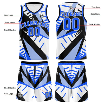 Custom White Black Blue Basketball Jersey Uniform Suit Printed Your Logo Name Number enthsush