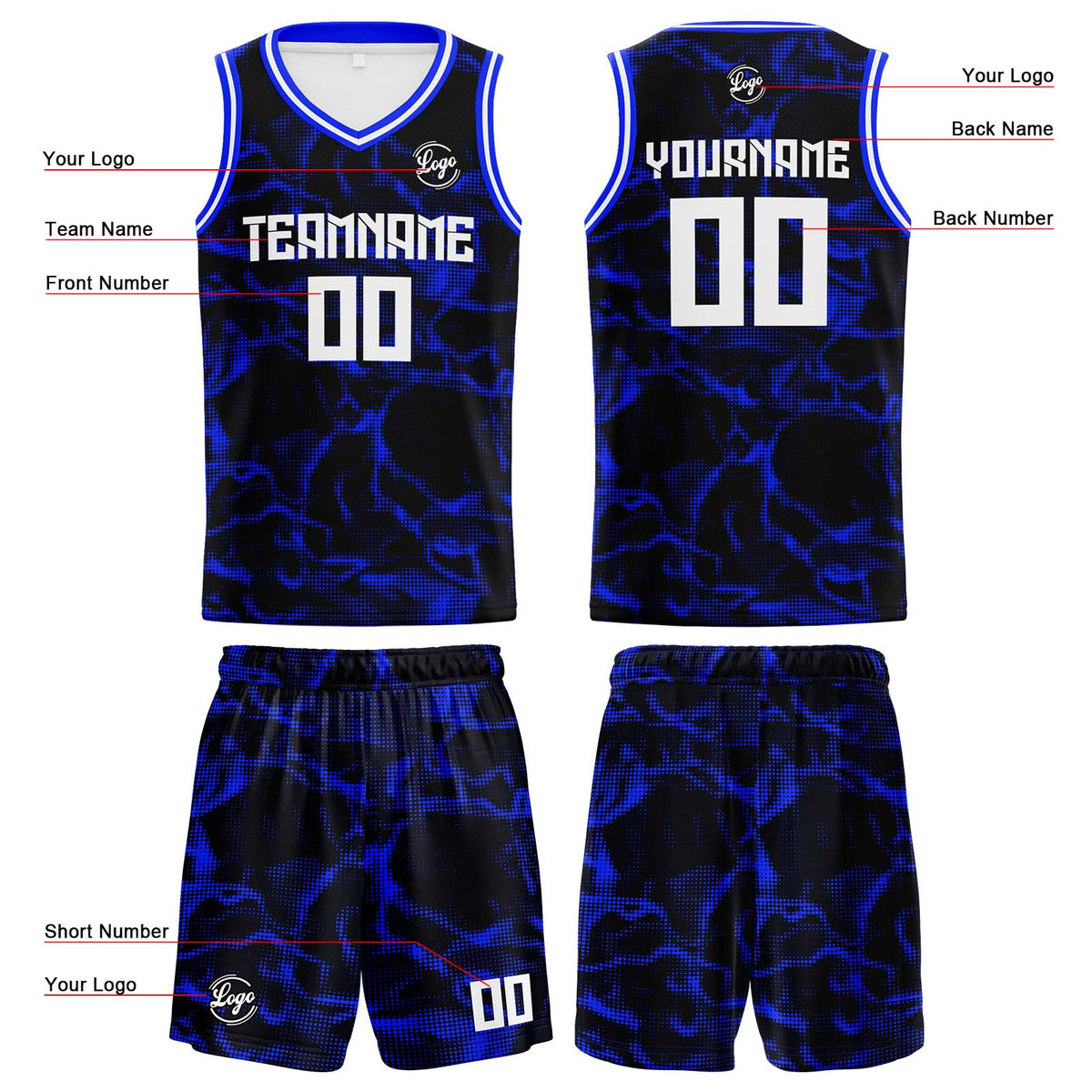 Custom Navy Royal Reversible Basketball Suit for Adults and Kids Personalized Jersey enthsush