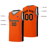 Custom basketball jersey shorts for men and women. Embroidered and printed name, number and logo Orange&Black