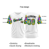 Custom Full Print Design Authentic Baseball Jersey white-green-yellow