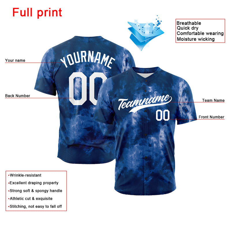Custom Full Print Design Authentic Baseball Jersey tie-dyed